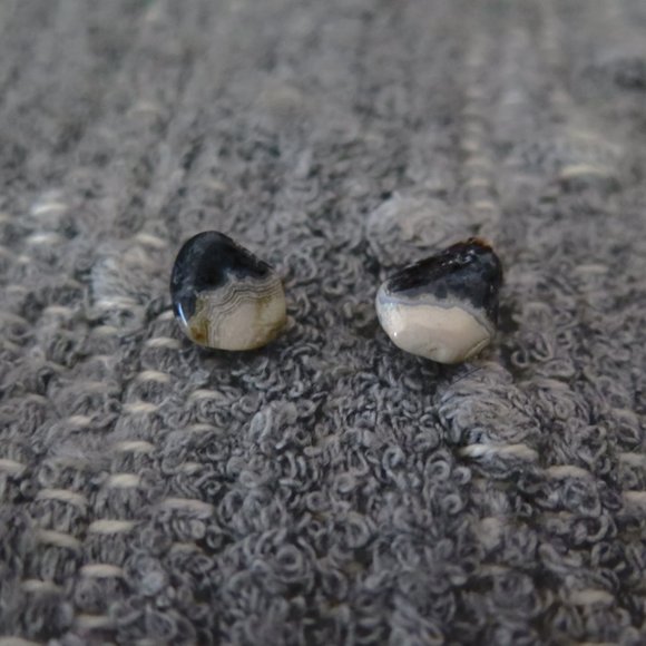 Vintage Handmade Zebra Calcite Post Earrings - Picture 10 of 10